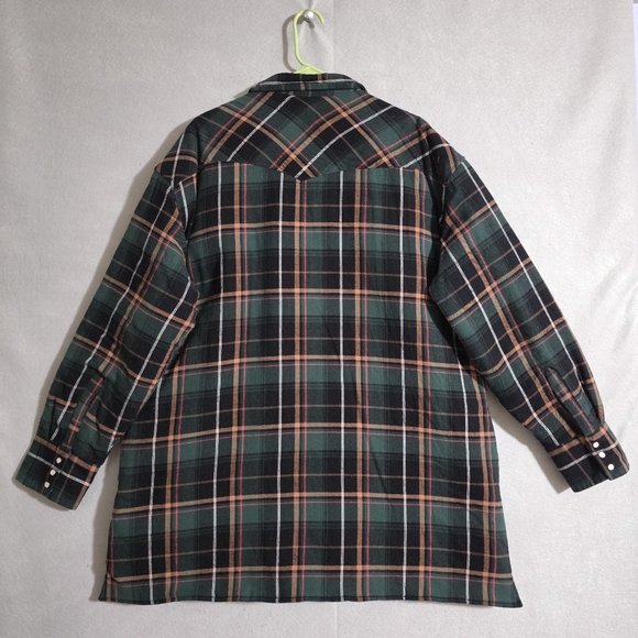 Ely Cattleman Mens Western Plaid Quilted Flannel Shacket Snap Button Size XXL - Picture 8 of 10
